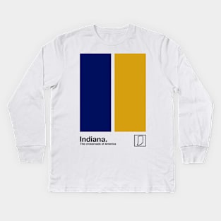 Indiana State Flag  // Original Minimalist Artwork Poster Design Kids Long Sleeve T-Shirt